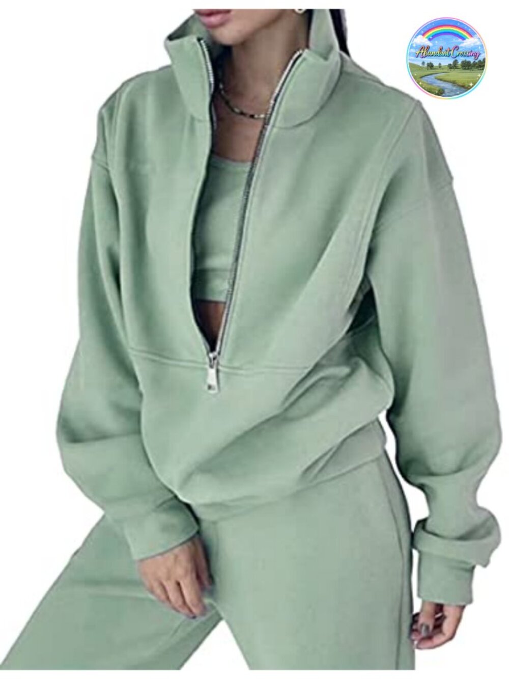 Women's 2 Piece Fleece Tracksuit Half Zip Jogger Set